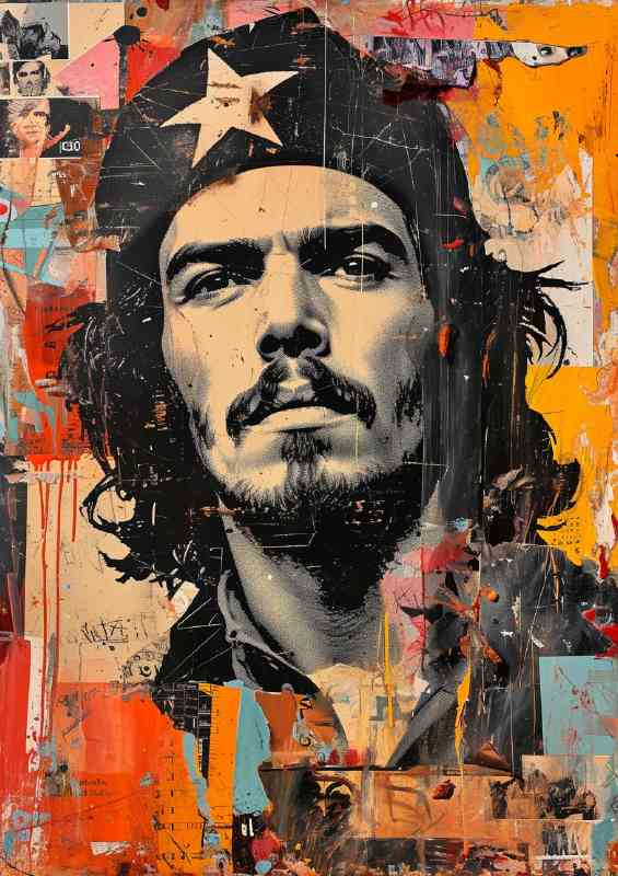 Che Guevara in collage painted style