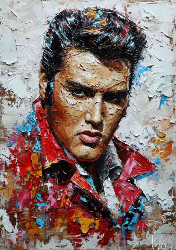 Elvis Presley pallet knife painting that represents