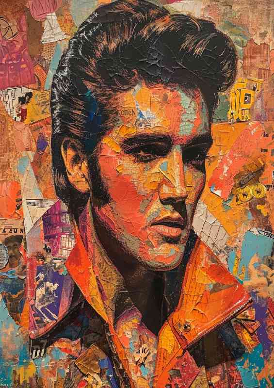 Elvis Presley with a collage of various things