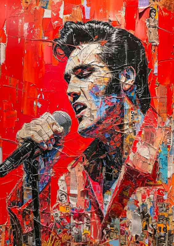 Elvis Prestly singing red background