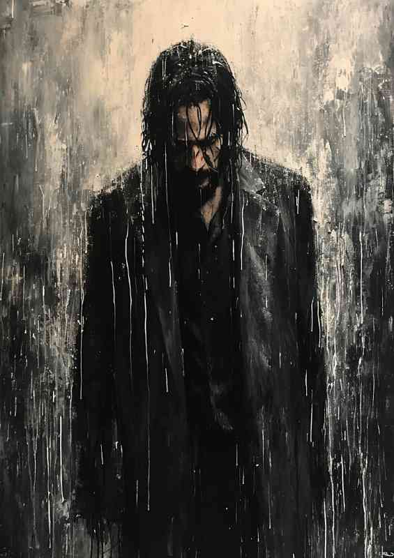 Keanu Reeves pallet knife painting that represents