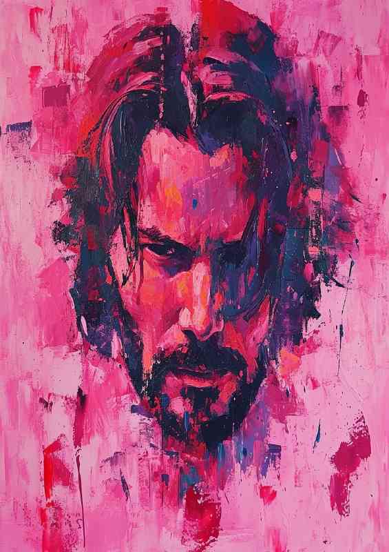 Keanu reeves red pallet knife painting style | Metal Poster