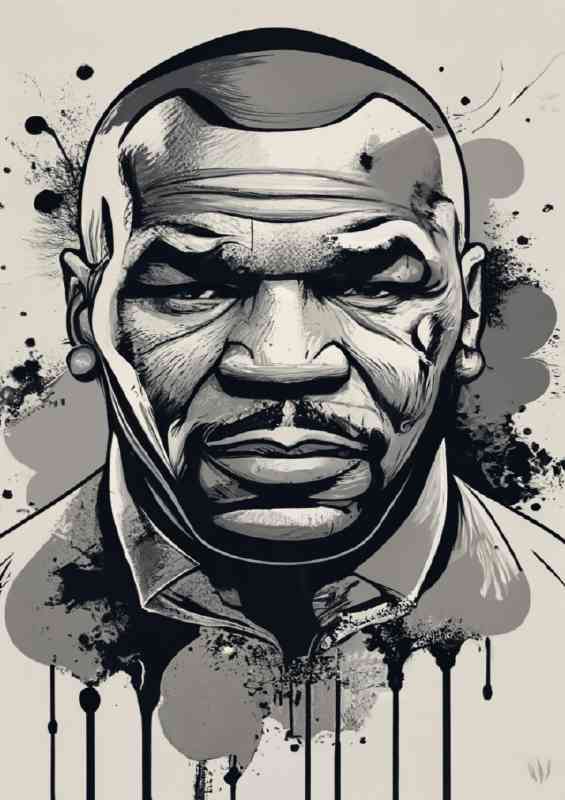 Mike Tyson ink painting style