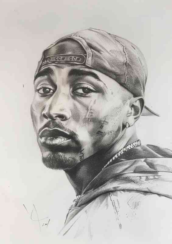 Tupac doodle pencil art style