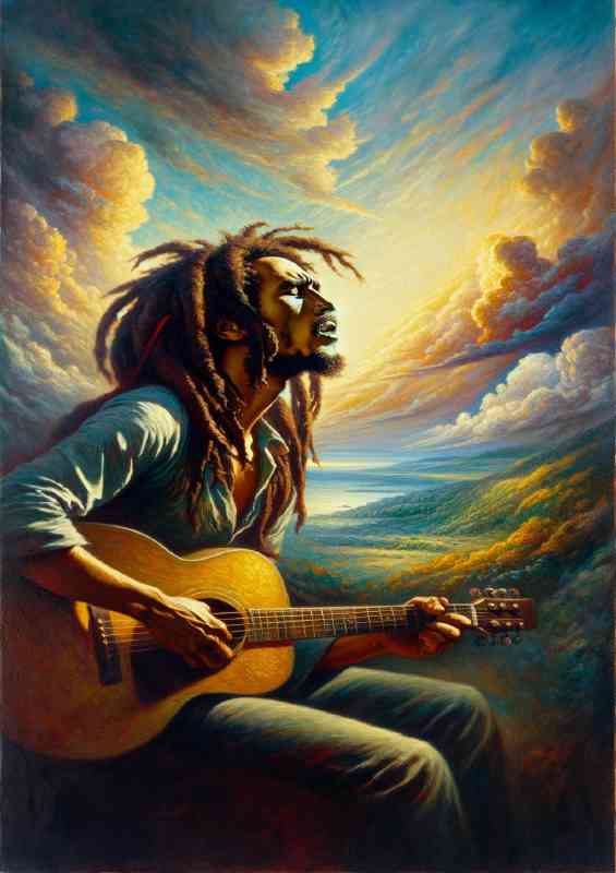 Bob Marley performing Romanticism painting
