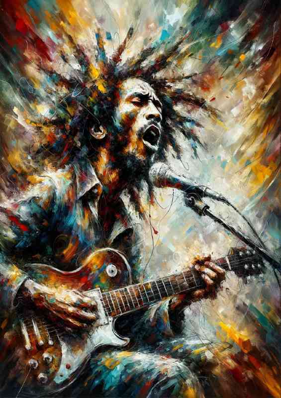 Bob Marley Abstract expressionism painting | Metal Poster