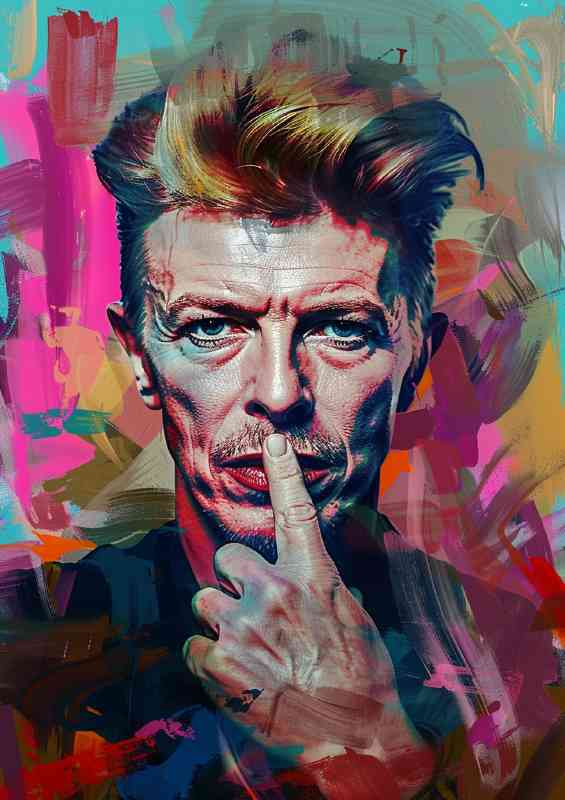 David Bowie with his finger over his mouth | Metal Poster