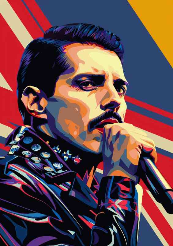 Freddie Mercury in a pop art style