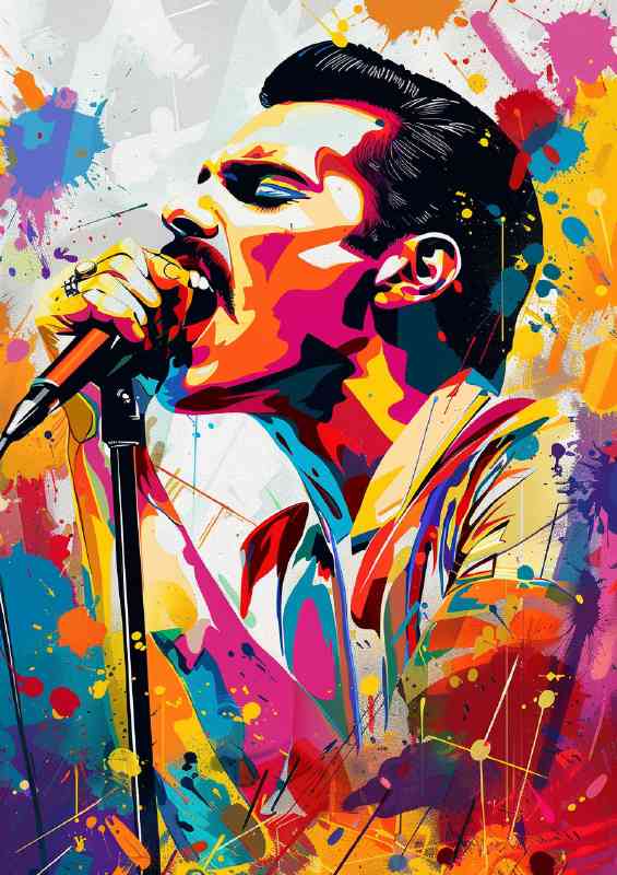 Freddie Mercury in the style of pop art | Metal Poster