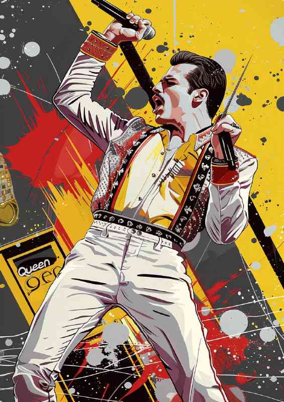 Freddy Mercury full body holding microphone