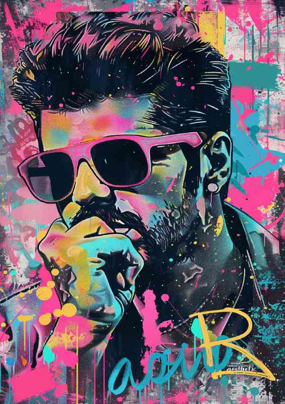 George Michael portrait in the style of graffiti | Metal Poster