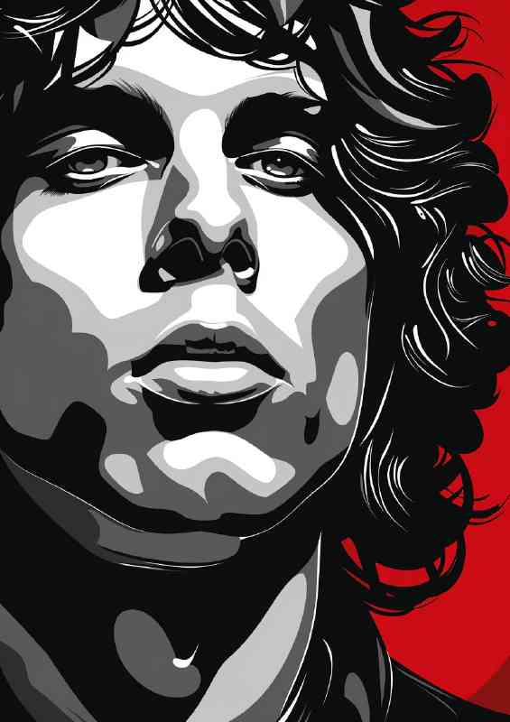 Jim Morrison vector illustration red white