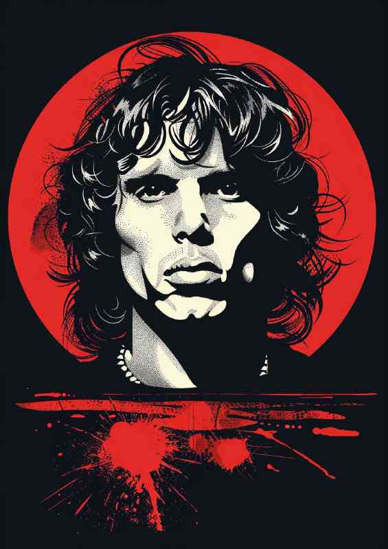 Jim_Morrison vector illustration red splashes