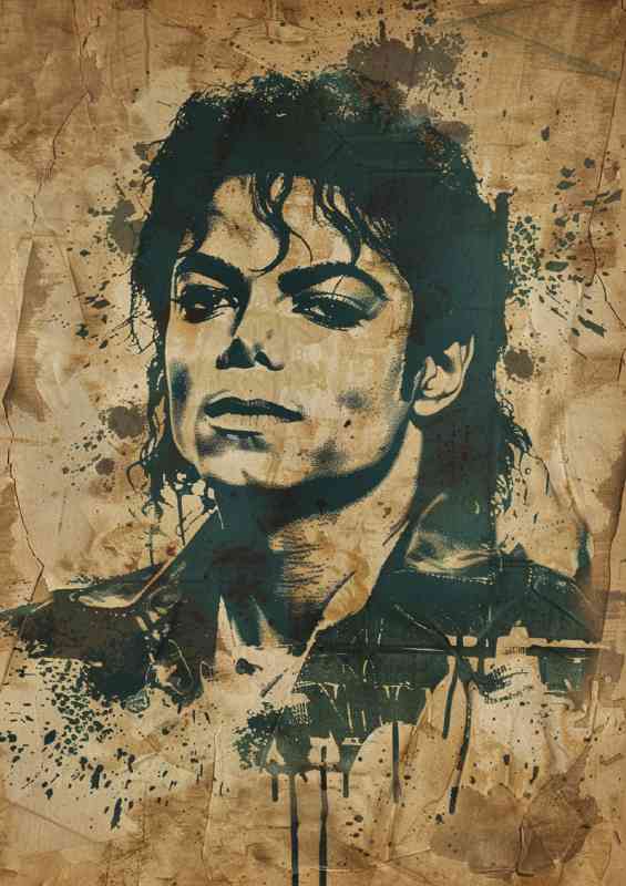 Michael Jackson textured stencil style | Metal Poster