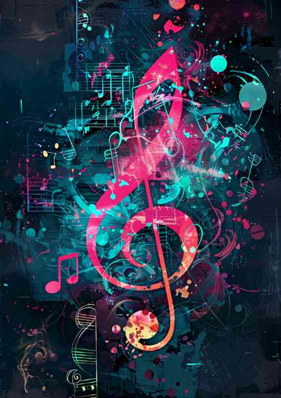 Music notes and colorful background | Metal Poster