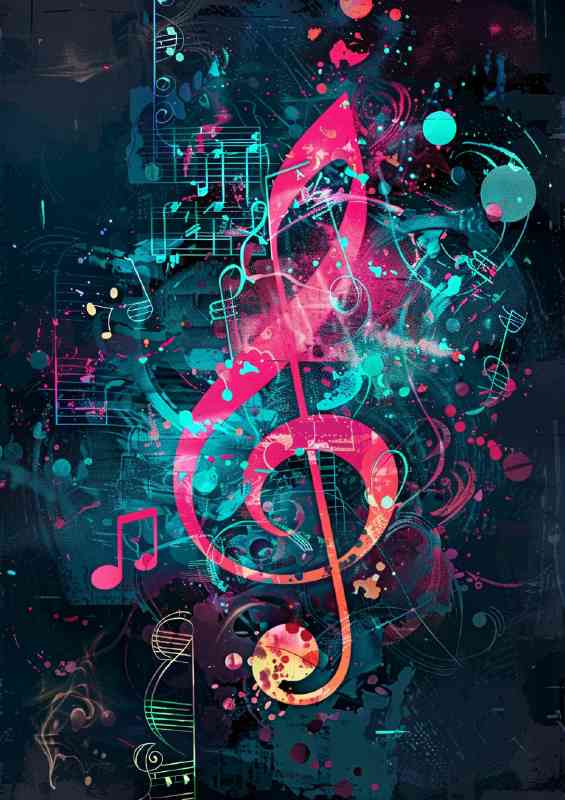 Music notes and colorful background