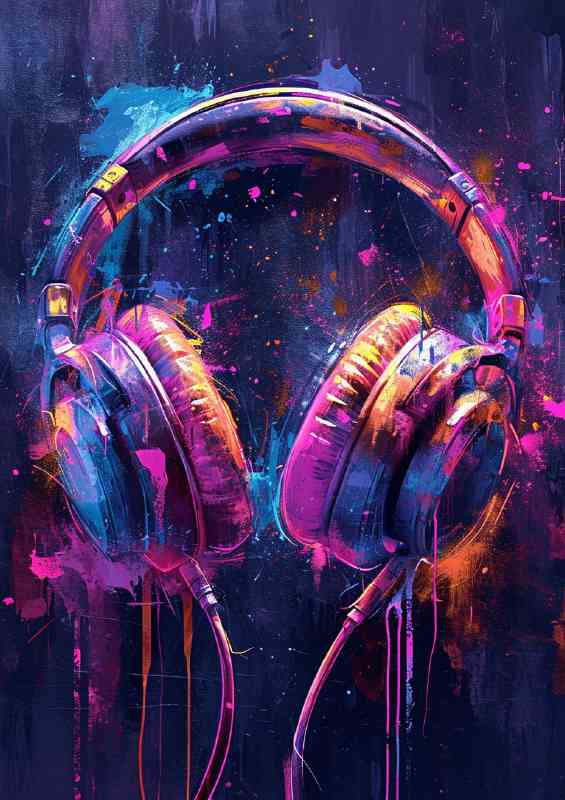 Pair of brightly colored headphones purples