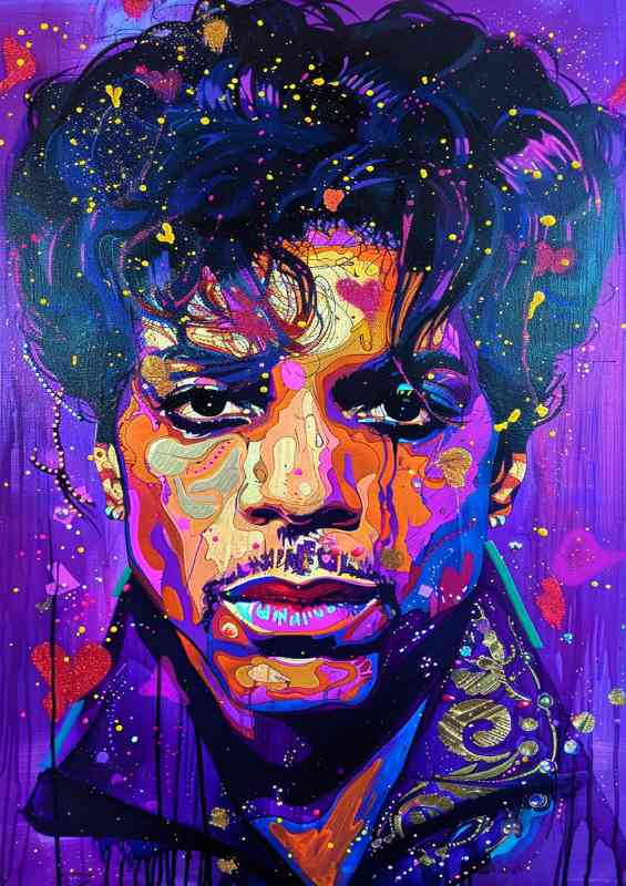 Prince in the style of neon colors and glitter