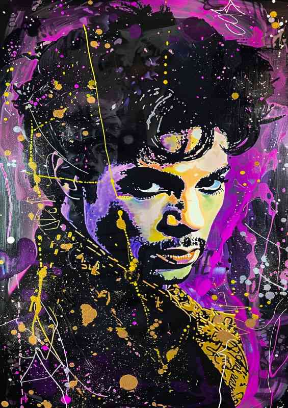 Prince in the style of purple and gold | Metal Poster