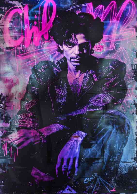 Prince with graffiti purple and pink neon