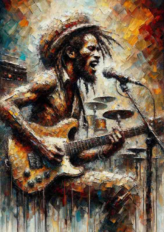 Rasta with guitar on stage