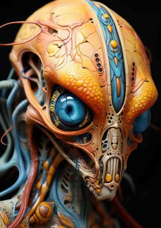 Alien head in orange | Metal Poster