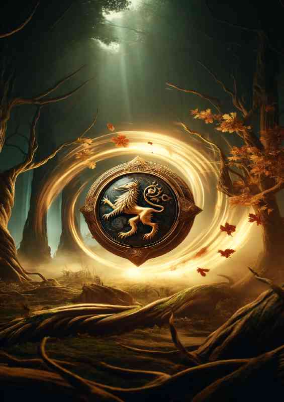 Ancient shield emblazoned with a mythical beast