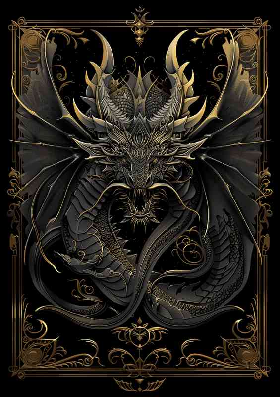 Black and golden Dragons Abstract