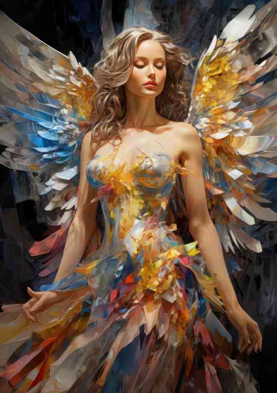 Bright colored angel with wings