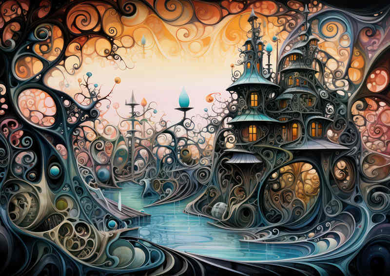 Living next to the blue lake in the fantasy world