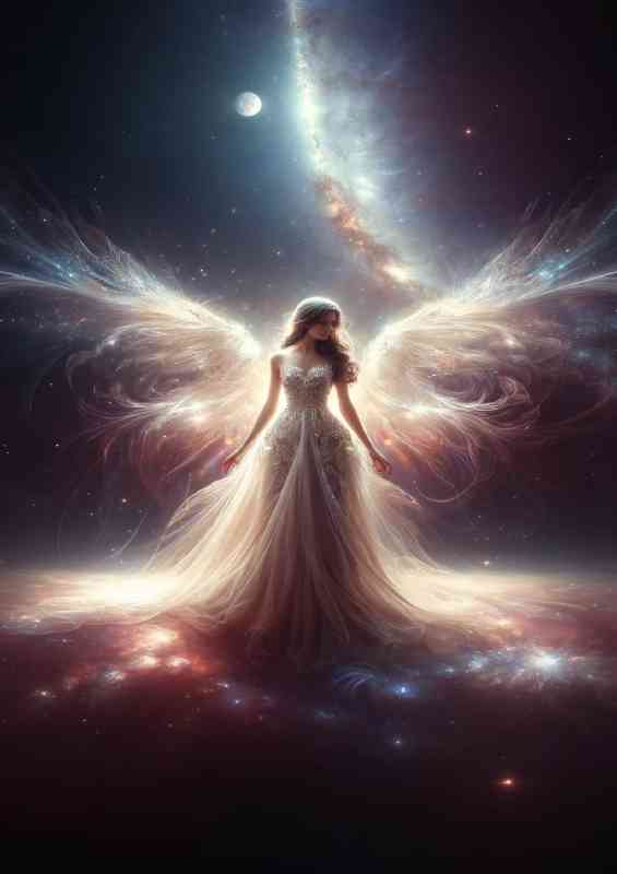 Celestial angel her gown flowing like liquid light