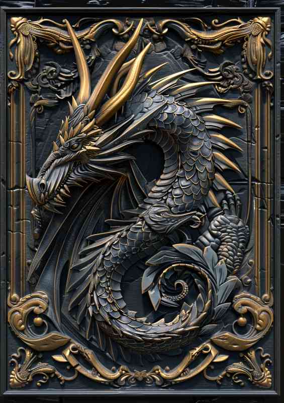 Dragon black and gold