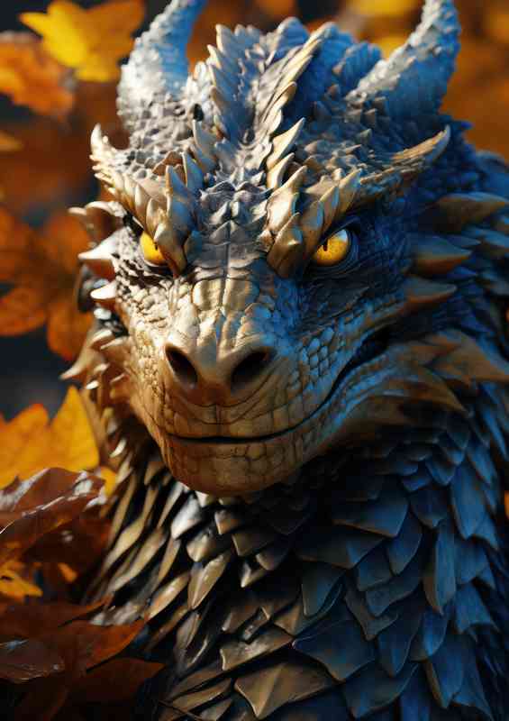 Dragon is seen in the autumn leaves