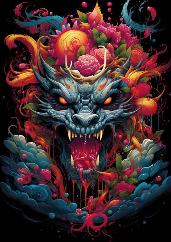 Dragonhead colourful fantasy style