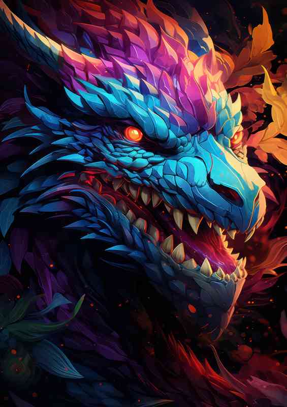 Dragons head in full multi colours