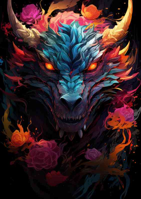 Epic colourful Dragons head