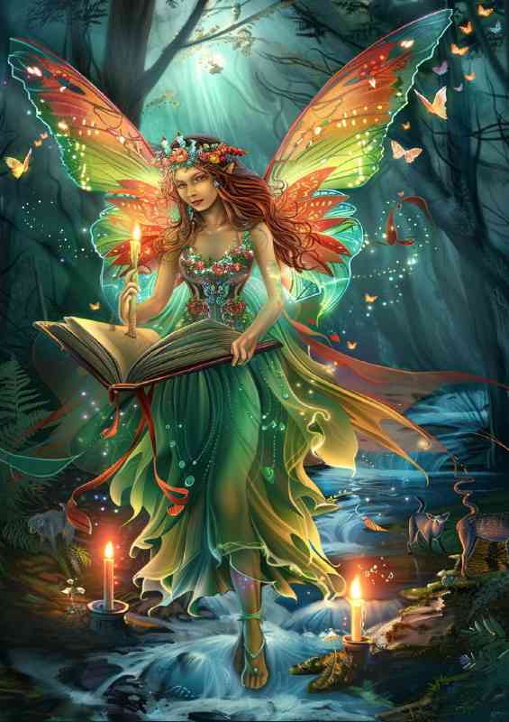 Fairy emerging from an open book