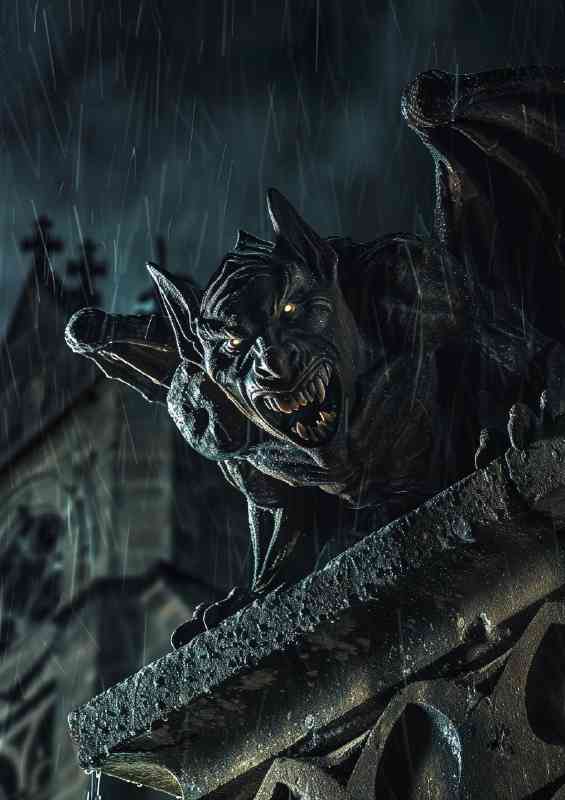 Gargoyles face its eyes glowing