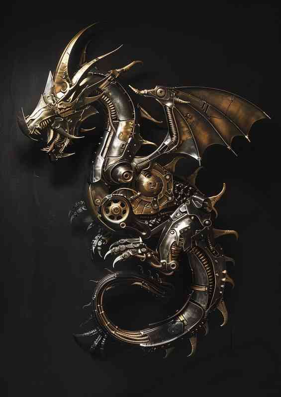 Gold Dragon on a black background