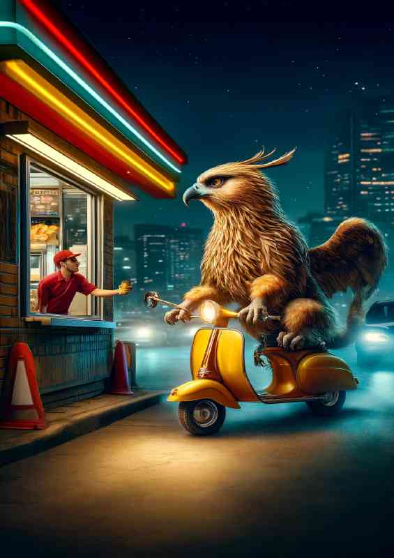 Griffin humorously trying to order fast food at a drive thru