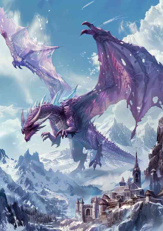 Large purple Dragon with ice crystals on its body