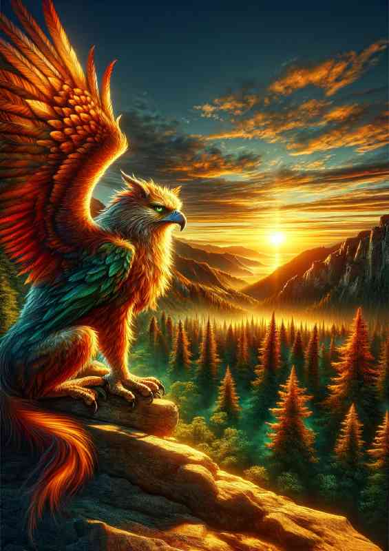 Majestic Griffin its feathers a blend of autumn colors