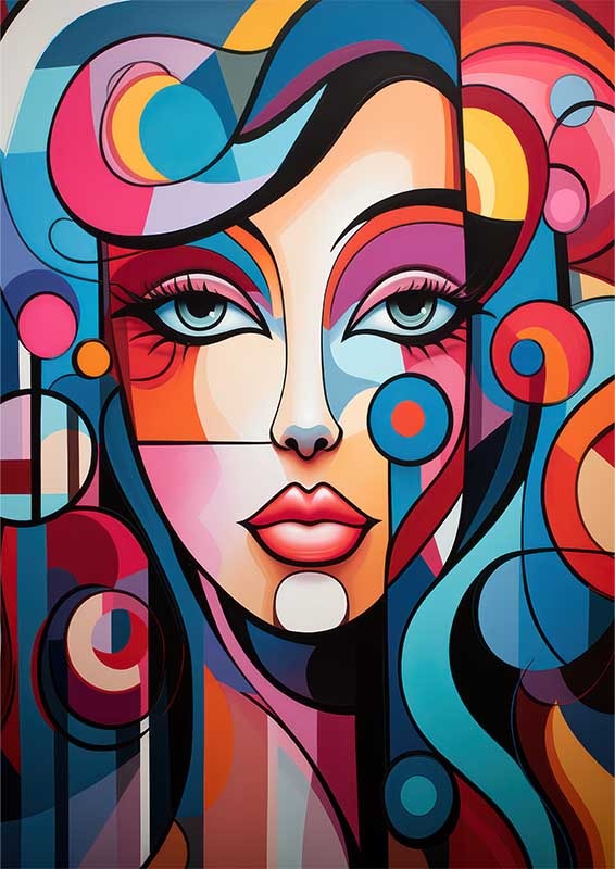Emotional Mosaic woman with blue eyes