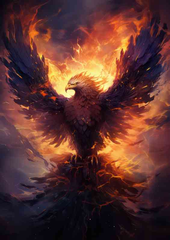 Phoenix bird and sprites sky