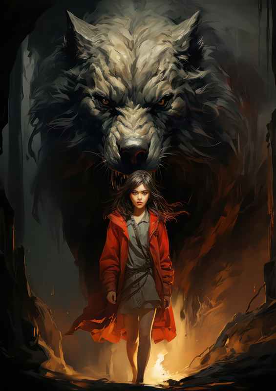 Red Riding hood walking through the valley of death