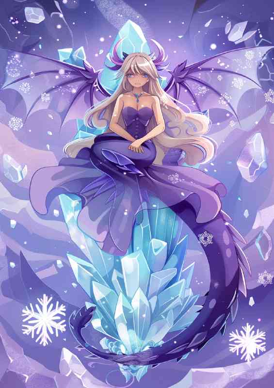 Purple Dragon with long wings is sitting