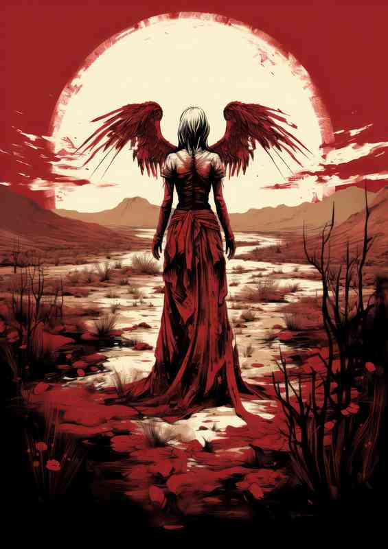 Red and white Angel in the desert