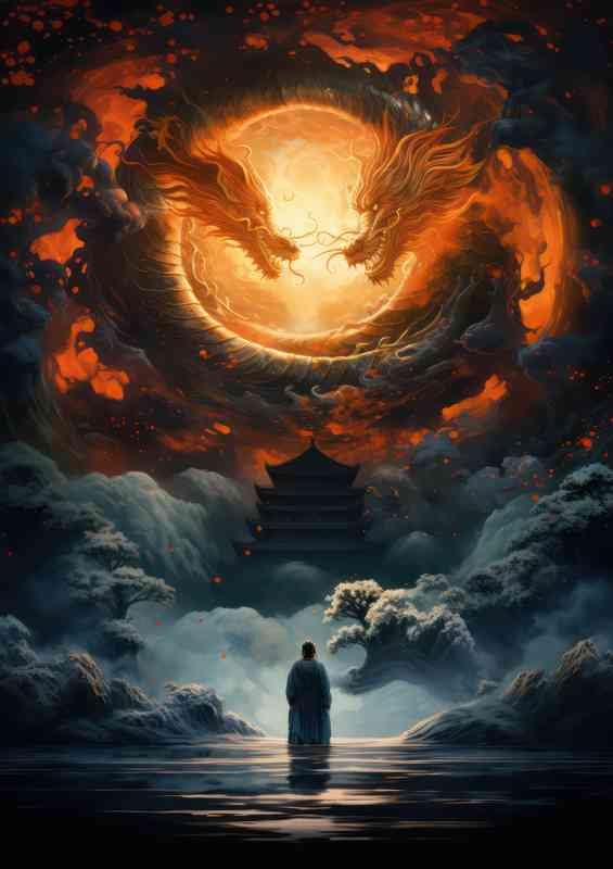 The Dragon and the man sitting at zen