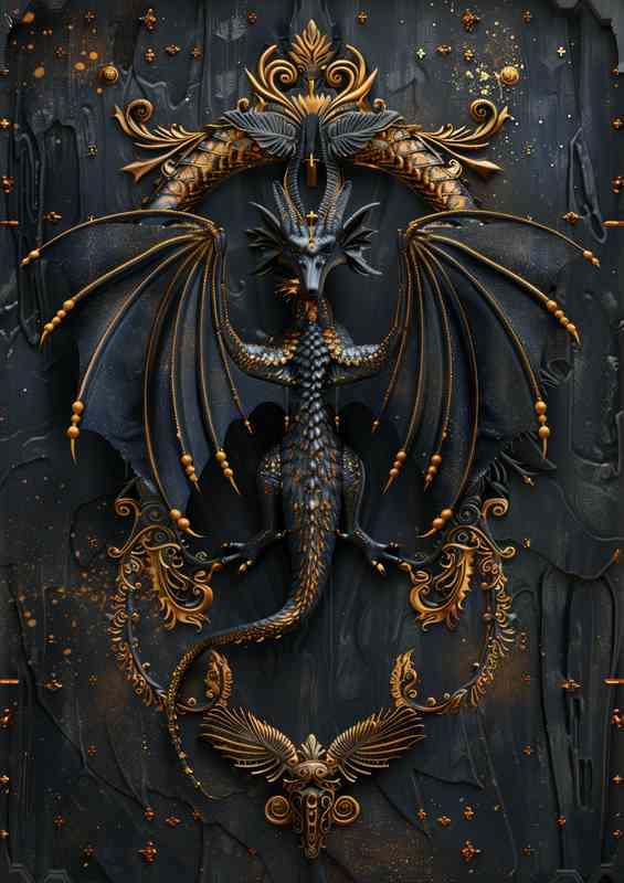 The golden Dragon black background