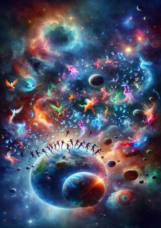 Celestial beings dancing in the void of space